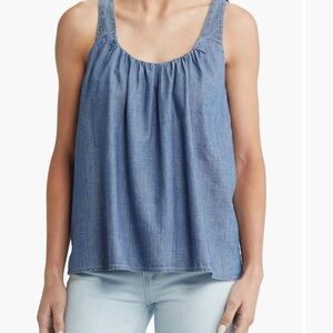 Caslon Chambray Denim Women's Sleeveless Criss Cross Back Top- Size XL EUC